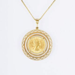 A Pendant with Gold Coin on necklace