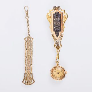 An Art-Nouveau Ladie's Watch on Chatelaine