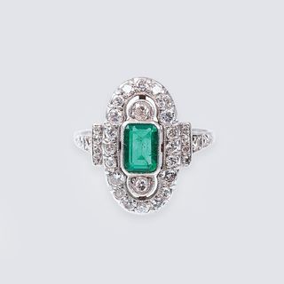 Art-déco Smaragd-Diamant-Ring