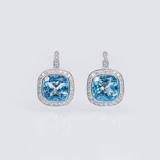 A Pair of Topaz Diamond Earrings