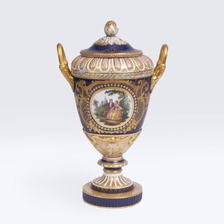 A Lidded Vase with Watteau Scenes