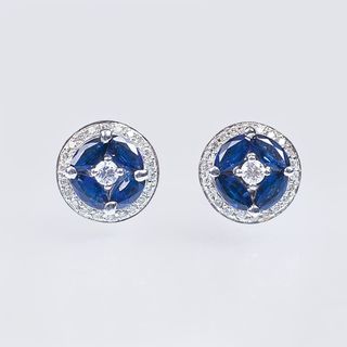 A Pair of Sapphire Diamond Earstuds