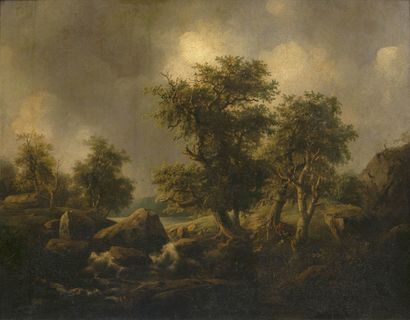 Landscape with resting Huntsmen