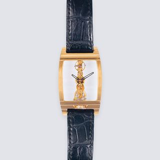 A rare Tonneau Skeleton Gentlemen's Wristwatch  'Golden Bridge' in Roségold
