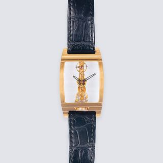 Seltene Tonneau Skeleton Herren-Armbanduhr 'Golden Bridge' in Roségold