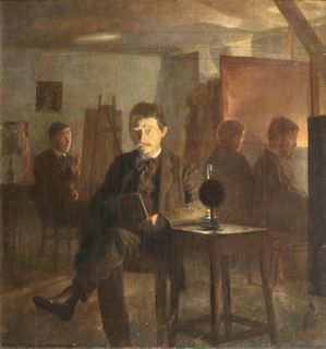 Self Portrait in Sophus and Gustav Vermehren's Painting School in the Toldbodgade in Copenhagen