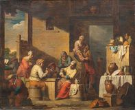 A Barn Interior with Peasants Merrymaking
