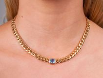 A Gold Necklace with Sapphire - image 2