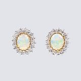 Paar Opal-Brillant-Ohrstecker