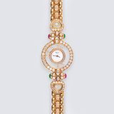 Gold Damen-Armbanduhr 'Happy Diamonds' mit reichem Brillant-Besatz - Bild 2