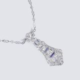 A long Art-déco Diamond Sapphire Necklace - image 1
