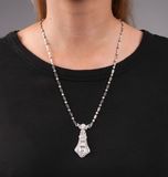 A long Art-déco Diamond Sapphire Necklace - image 3