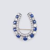 An Art Nouveau Brooch 'Horseshoe' with Sapphires and Diamonds - image 1