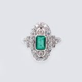 Art-déco Smaragd-Diamant-Ring - Bild 1