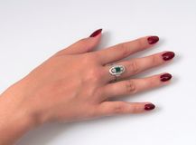 Art-déco Smaragd-Diamant-Ring - Bild 2