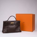 A Vintage Kelly Bag 40 Dark Brown - image 2