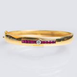 A Gold Bangle Bracelet with rubies and diamond