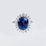 Natürlicher Saphir-Ring mit Brillant-Besatz - Bild 1