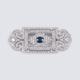 A Highcarat Art-déco Diamond Sapphire Brooch - image 1