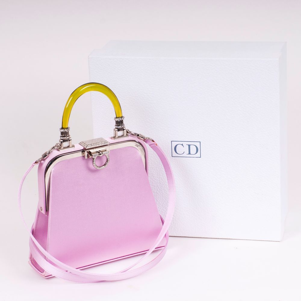 A Silk Satin Bag in Rose with Plexiglass-Handle - image 2