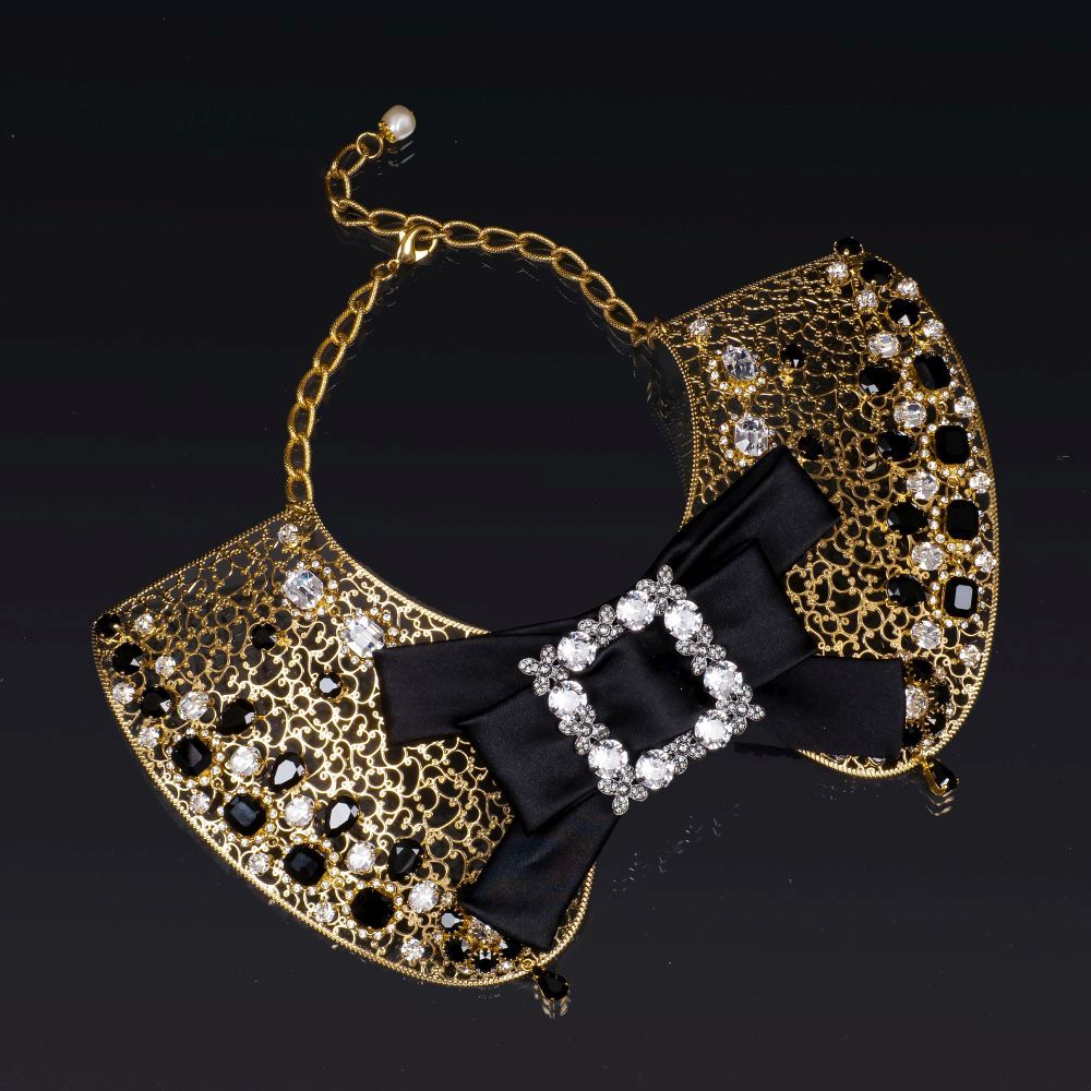 A Grande Ribbon Necklace 'Colletto' with Swarovski Crystals - image 2