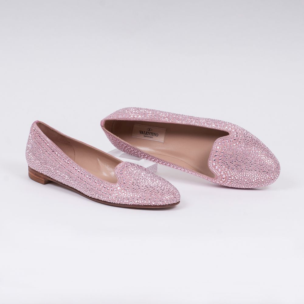 Valentino Garavani - A Pair of Pink Ballerinas with Studs A Pair of Pink Ballerinas with Studs