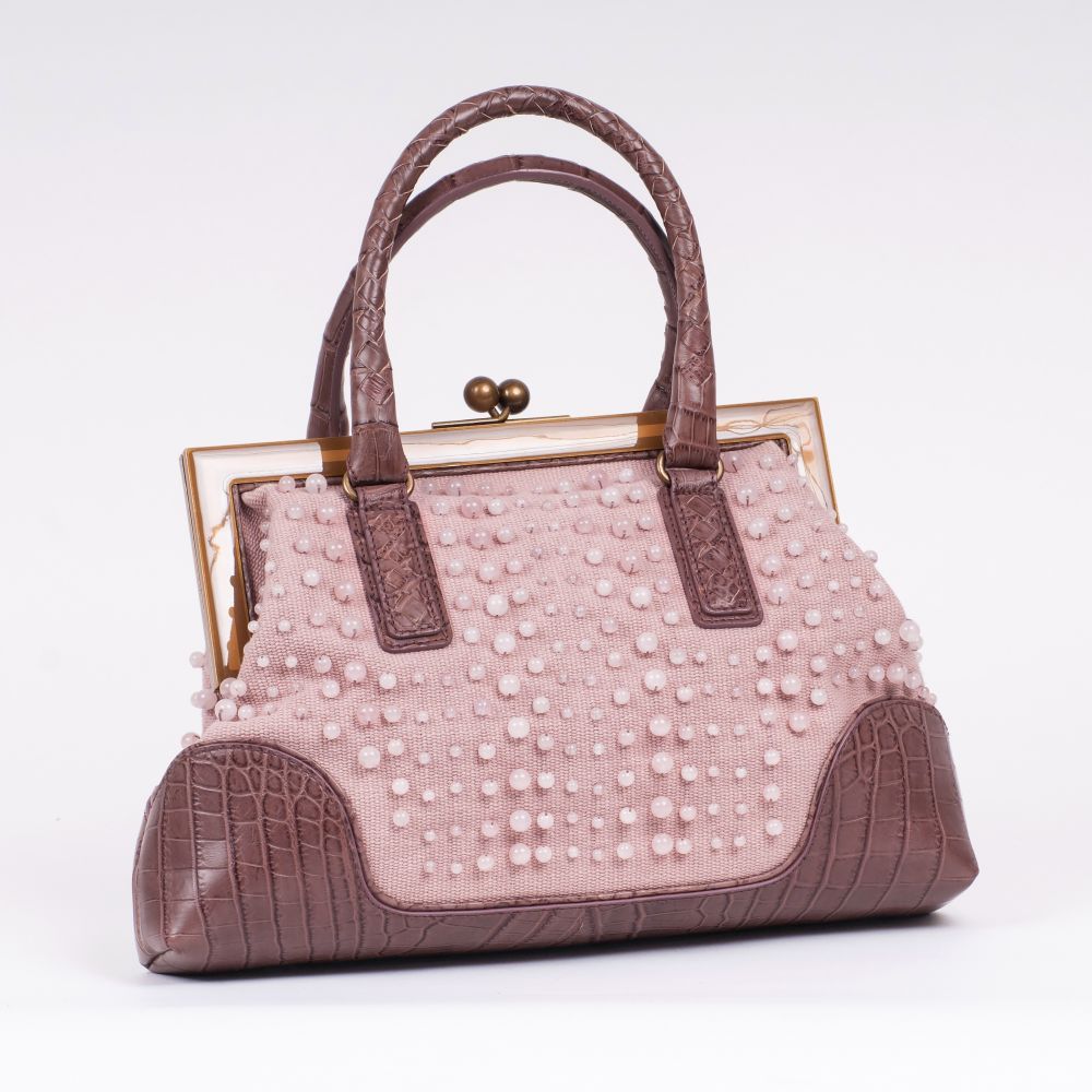 Bottega Veneta - A Handbag with Rose Glass Pearls A Handbag with Rose Glass Pearls