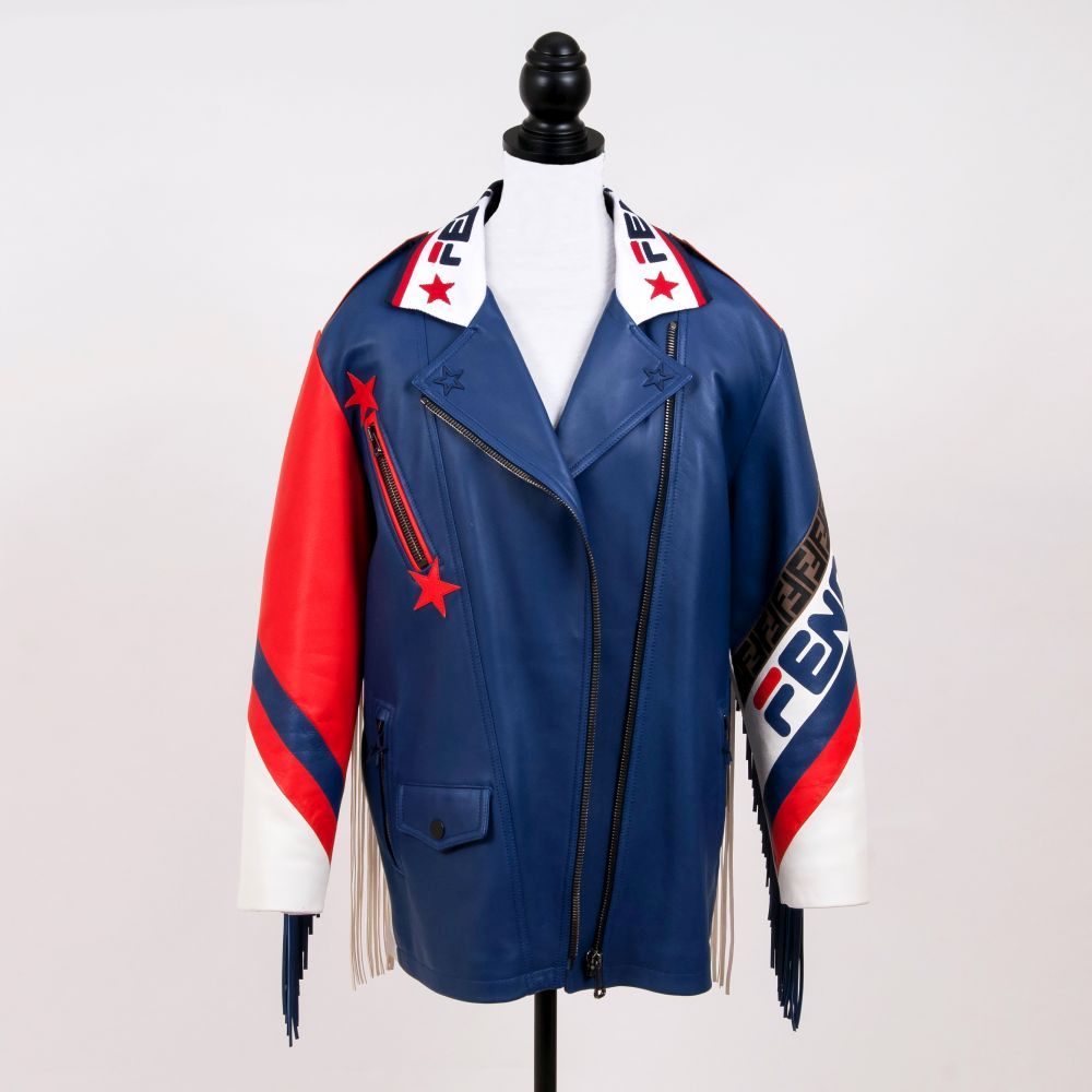 A Limited Blue Mania Logo trimmed Biker Jacket in Cooperation Hey Reilly - image 2