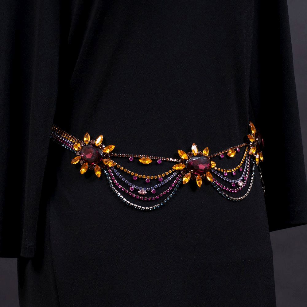 Escada - A Flower Chain Belt with colourful Strass Setting A Flower Chain Belt with colourful Strass Setting