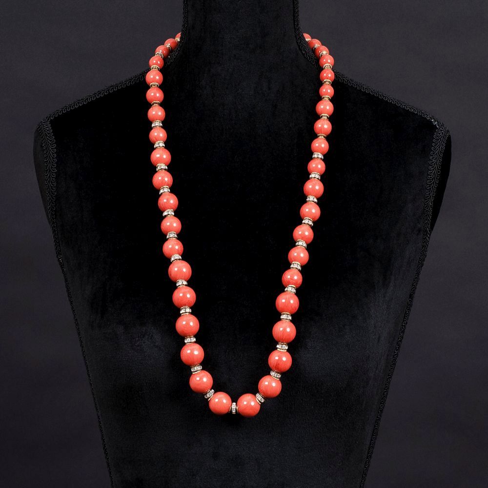 Two coral coloured Strass Necklaces - image 3