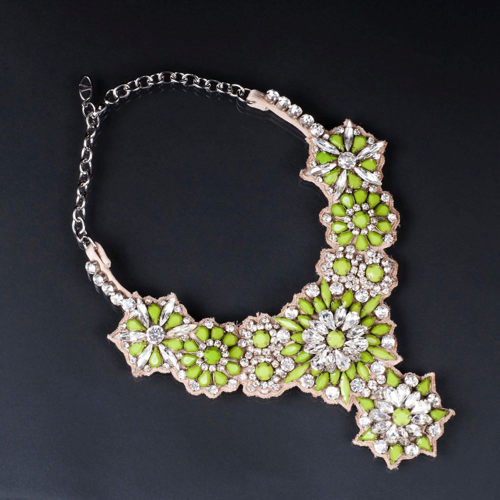 Swarovski Blüten-Collier in Pistaziengrün - Bild 2