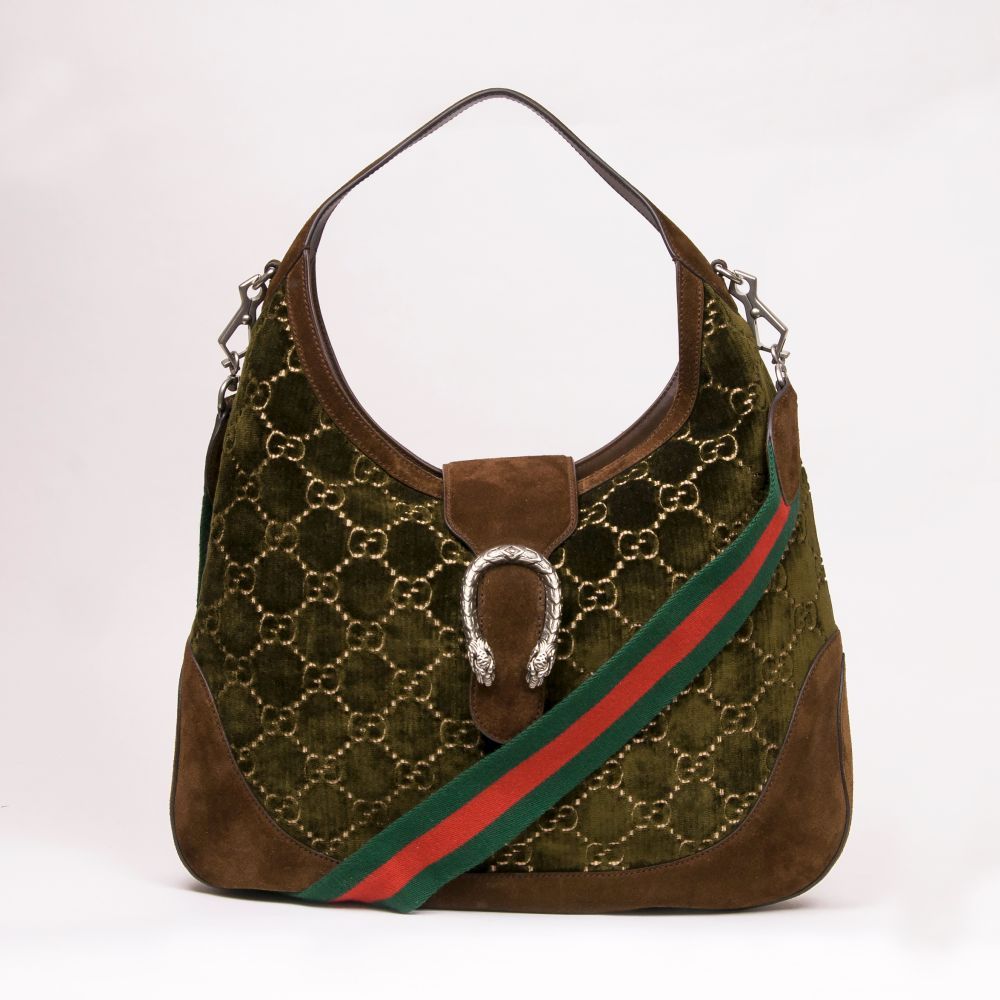 Dionysus Velvet Hobo Bag Oliv