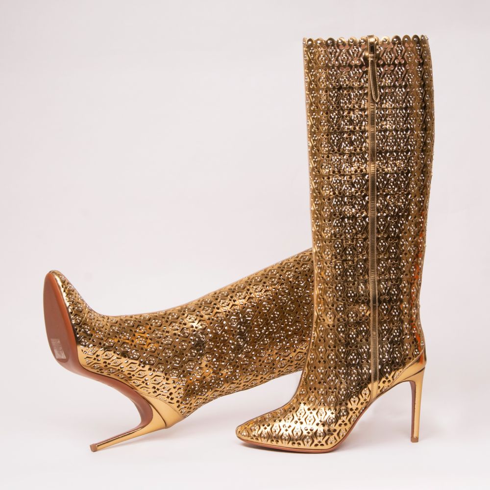 Alaia Paar GoldMetallic KneeHigh Boots
