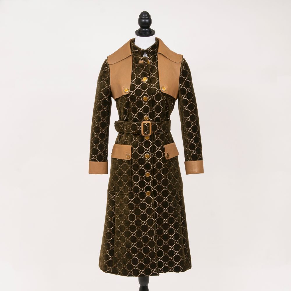 Gucci - A GG Velvet Coat Dark Olive A GG Velvet Coat Dark Olive
