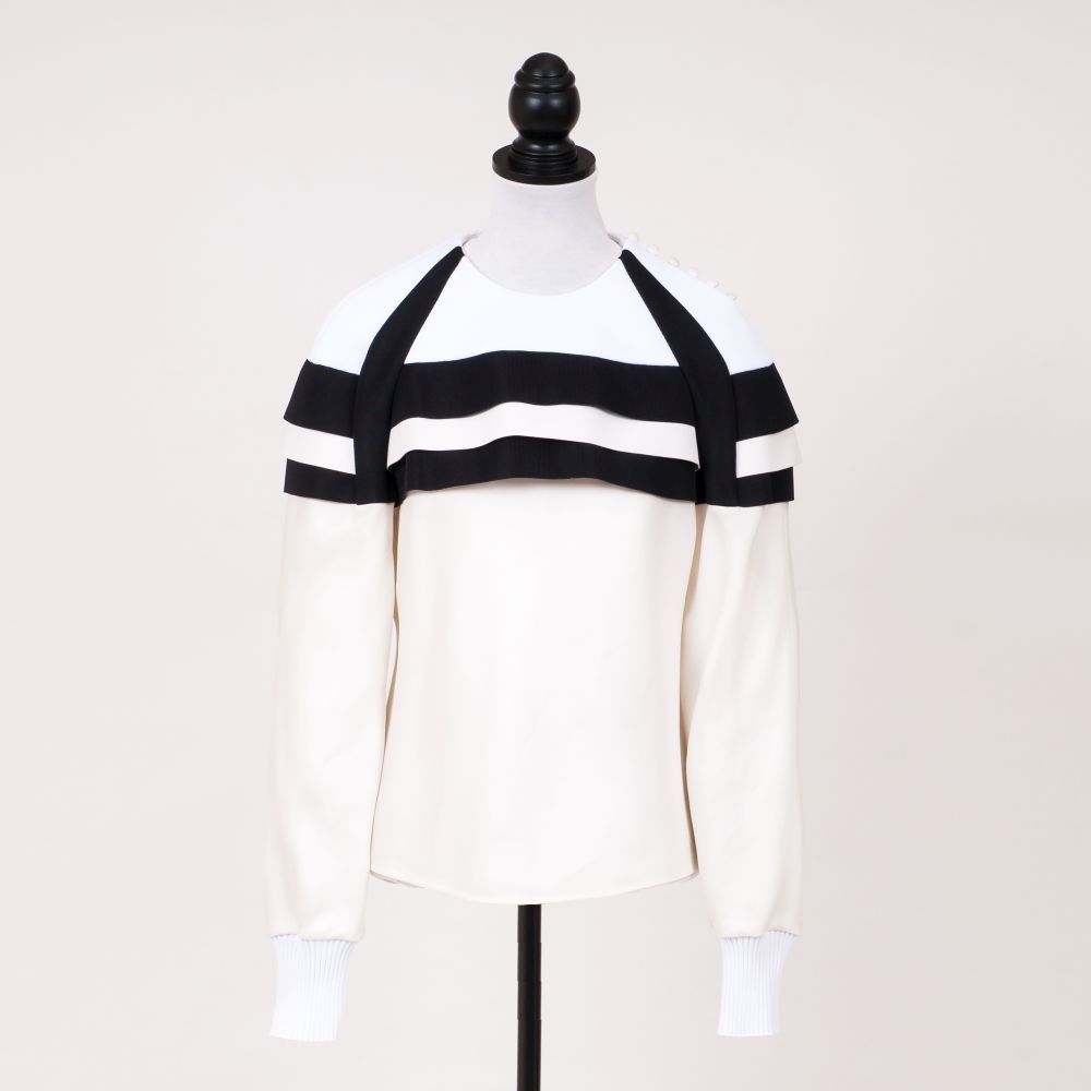 Colour Blocking Striped Top Black-and-White