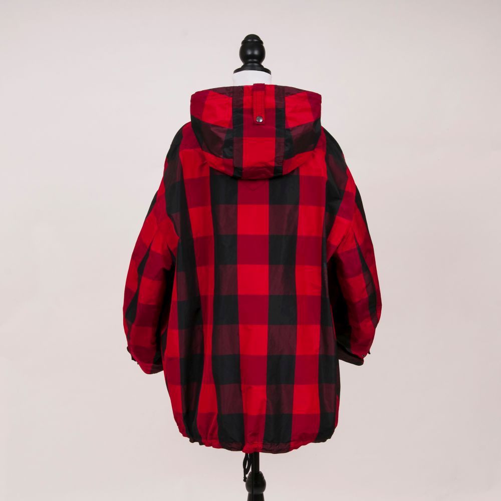 An Oversize Plaid Pattern Hooded Anorak - image 2