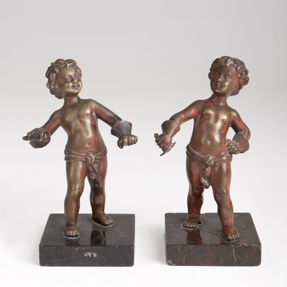A Pair of Bronze Sculptures 'Fencing Boys'
