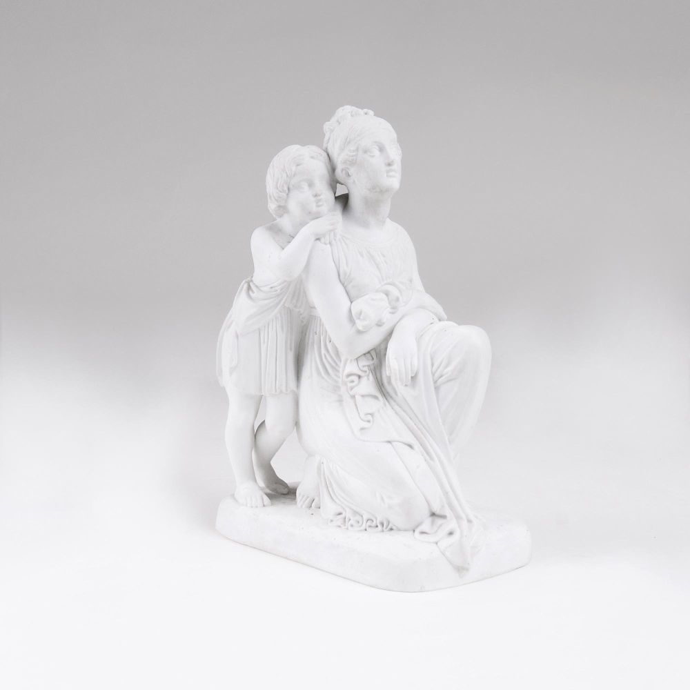 A Biscuit Porcelain Group 'Mother and Child'