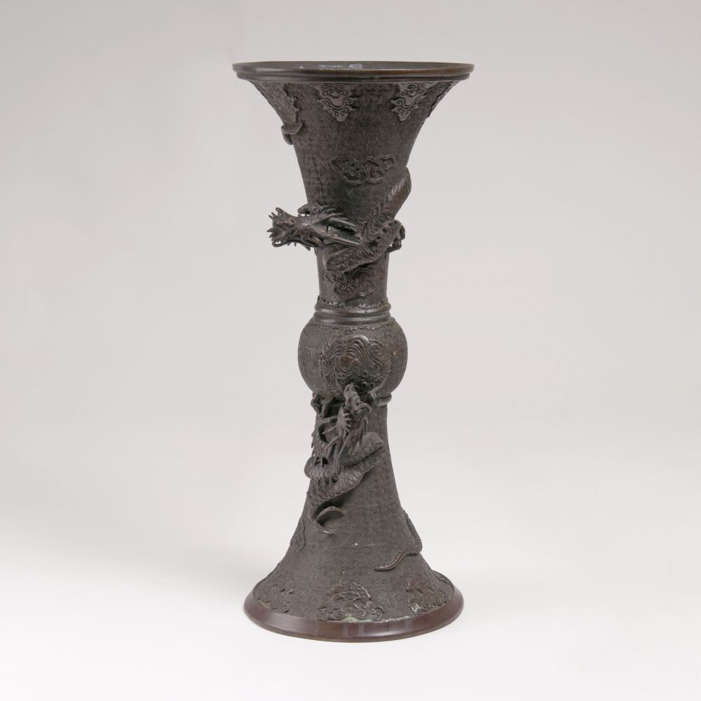 A Vase with Sculptural Dragons
