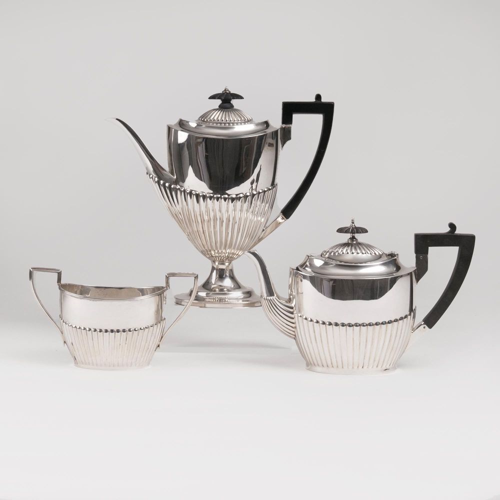 A Set of Victorian Coffee and Teapot with Sugarbowl