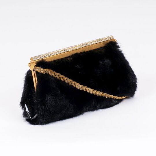 A Classic Black Mink Clutch