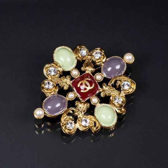 Chanel: A Gripoix Brooch with Strass 'Byzantine Croix