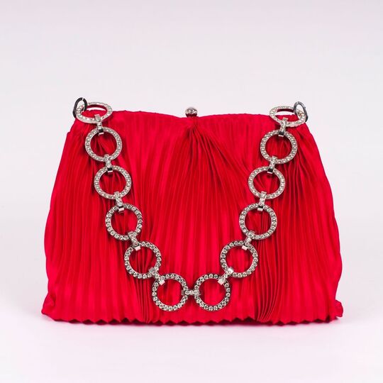 A Red Silk Plissée Bag