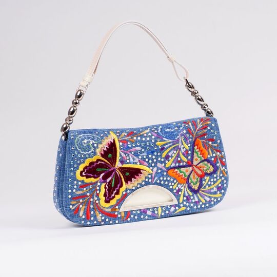 Shoulder Bag mit Schmetterlings-Stickerei