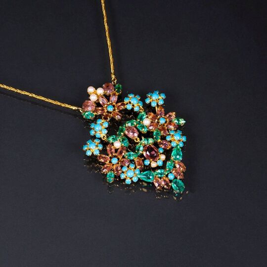 A large Flower Pendant on necklace by Henkel & Grosse