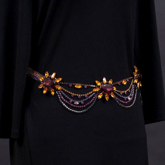 A Flower Chain Belt with colourful Strass Setting