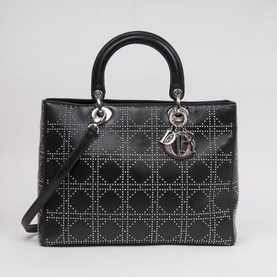 A Lady Dior Bag Black with Studs