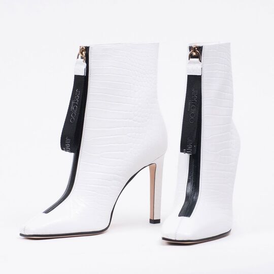 A Pair of white Highheels Booties Macel 100