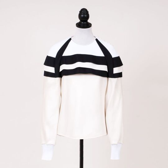 Colour Blocking Striped Top Black-and-White