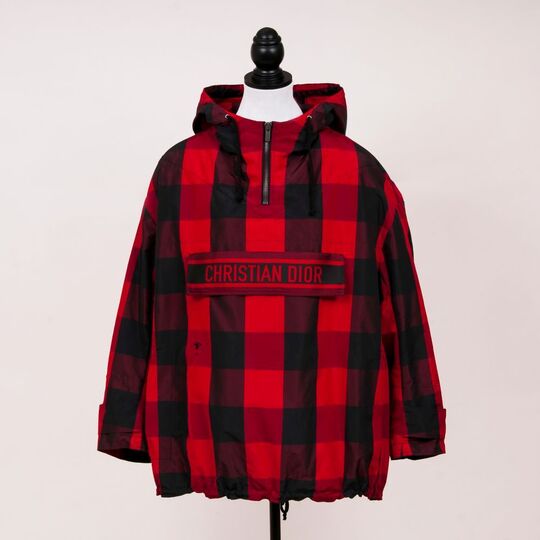 Oversize Plaid Pattern Hooded Anorak